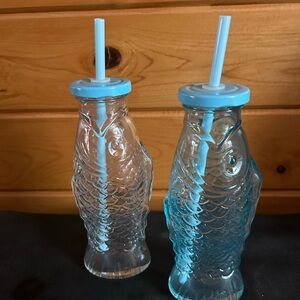Fun Glass Fish 🐟🐟🐟 Drinking Glass with Straw